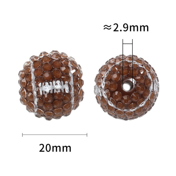 Wholesale Cross-border heavy industry rugby full diamond beads acrylic football stars diamond ball diy mobile phone chain accessories