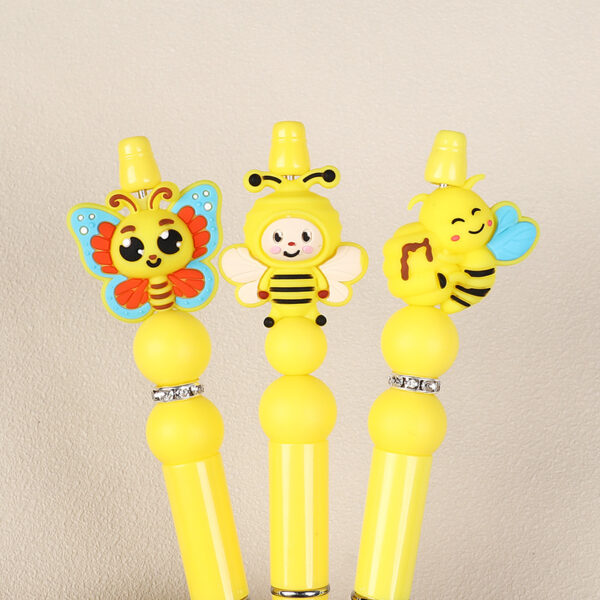 oly-f02731248a4b26b735d43b00323c362b Wholesale in stock 3D cartoon bee silicone bead jewelry loose beads chilen DIY beaded pen stereo silicone beads