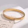 Casual Vacation Modern Style Simple 304 Stainless Steel 18K Gold Plated Rhinestones Bangle In Bulk