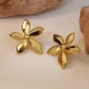 Wholesale 1 Pair Sweet Flower Plating 304 Stainless Steel Imitation Gold Electroplating Ear Studs