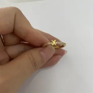 14K Real Gold-Letter X / One Size