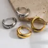 Wholesale 1 Pair Basic Classic Style Solid Color 304 Stainless Steel 18K Gold Plated Hoop Earrings