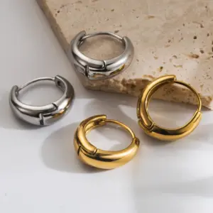 Wholesale 1 Pair Basic Classic Style Solid Color 304 Stainless Steel 18K Gold Plated Hoop Earrings