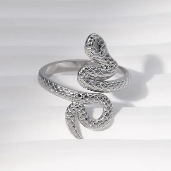Wholesale Retro Snake Stainless Steel Open Ring 1 Piece