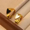 304 Stainless Steel Plastic Heart Shape Ion Plating (IP) Acrylic Shell 18K Gold Plated Lady Modern Style Classic Style Waterproof Non Tarnish Plating Inlay Open Rings
