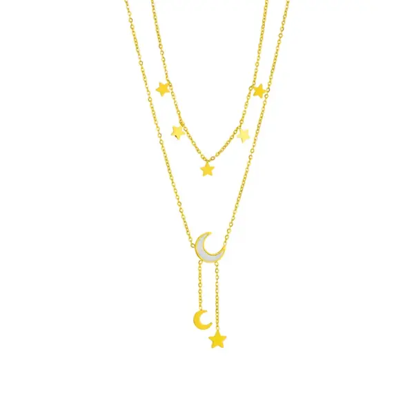 Wholesale Jewelry Fashion Star Moon 304 Stainless Steel 18K Gold Plated Plating Stainless Steel Necklaces