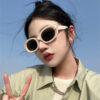 Wholesale Retro Oval Sunglasses Trendy European and American Ins Square and Round Face Slimming Look High-End Internet Celebrity Sunglasses Beach Vacation Glasses