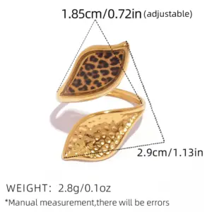 Gold / adjustable / 1 Piece Leopard Print Geometric Open Ring