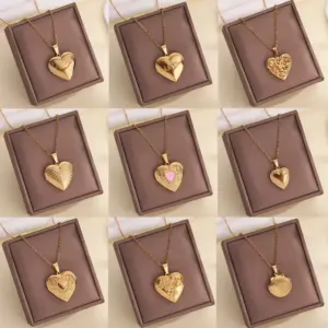 Wholesale Jewelry IG Style Heart Shape 204 Stainless Steel Plating Pendant Necklace Locket Necklace Cable Chain