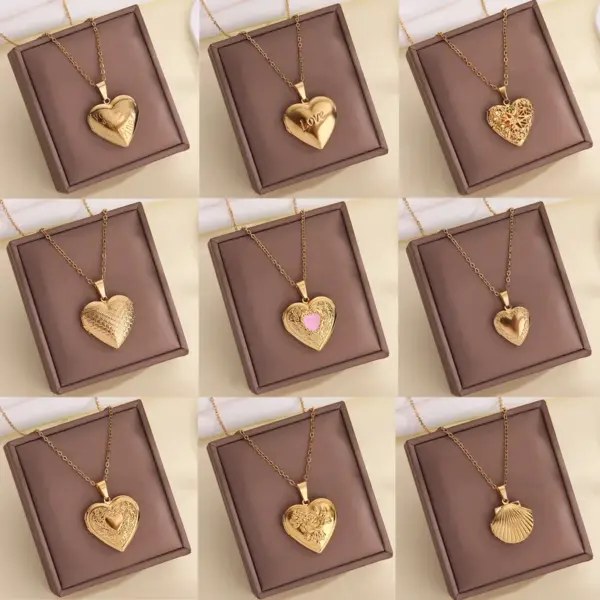 Wholesale Jewelry IG Style Heart Shape 204 Stainless Steel Plating Pendant Necklace Locket Necklace Cable Chain