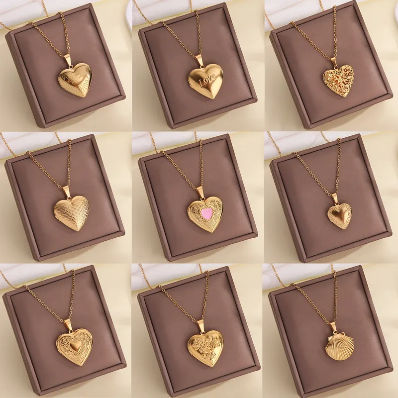 Wholesale Jewelry IG Style Heart Shape 204 Stainless Steel Plating Pendant Necklace Locket Necklace Cable Chain