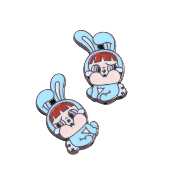 Wholesale DIY Cartoon Colorful Rabbit Alloy Straight Hole Loose Beads