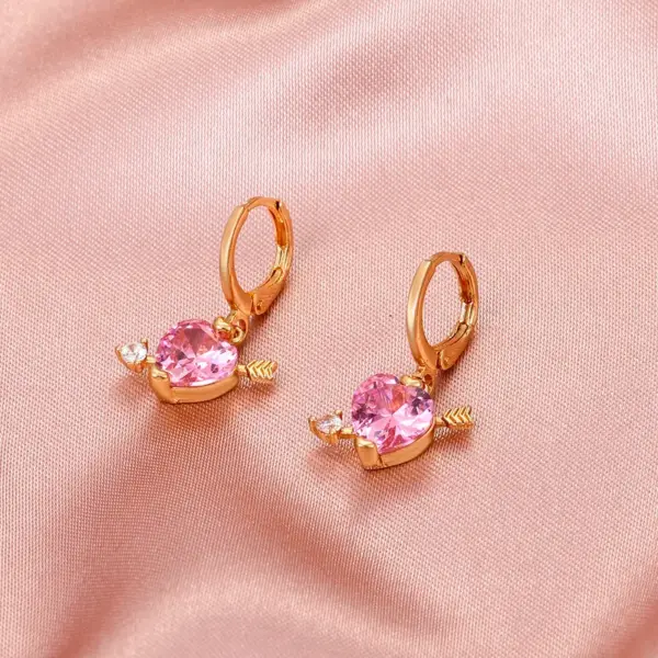 Fashion Vintage Heart Inlaid Zircon Arrow Copper Earrings Wholesale Nihaojewelry
