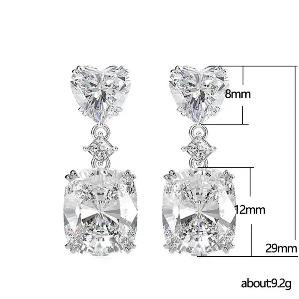 Wholesale Flash Diamond Pink Yellow White Heart Shaped Copper Inlaid Zircon Earrings