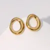 304 Stainless Steel Geometric Circle PVD Coated Stone-Free Real Gold Plated 18K Gold Elegant Simple Style IG Style Waterproof Non Tarnish Gold Silver Ear Studs