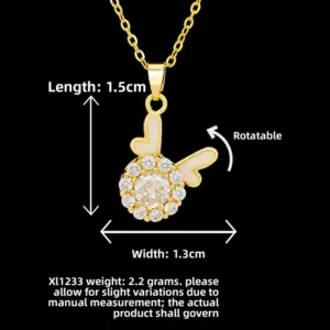 XL1233 Rotating Antler Round Necklace / Gold