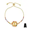 Copper Inlaid Zircon Geometric Artificial Gemstones Copper Bracelets