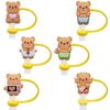 Wholesale Butter Bear Cute Straw Cap Cartoon Creative Silicone Straw Cover 8/10mm Straw Dust Plug Ready in Stock