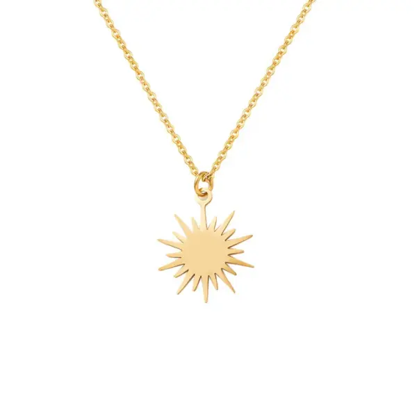 Wholesale PVD Coated 14K Gold Real Gold Plated Geometric 304 Stainless Steel Fashion Waterproof Non Tarnish 304 Stainless Steel Necklace