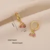 Wholesale Ion Plating (IP) Real Gold Plated Rainbow Moon Cherry 304 Stainless Steel Retro Classic Style Waterproof Non Tarnish Charm Sleeper Hoop Earrings Drop