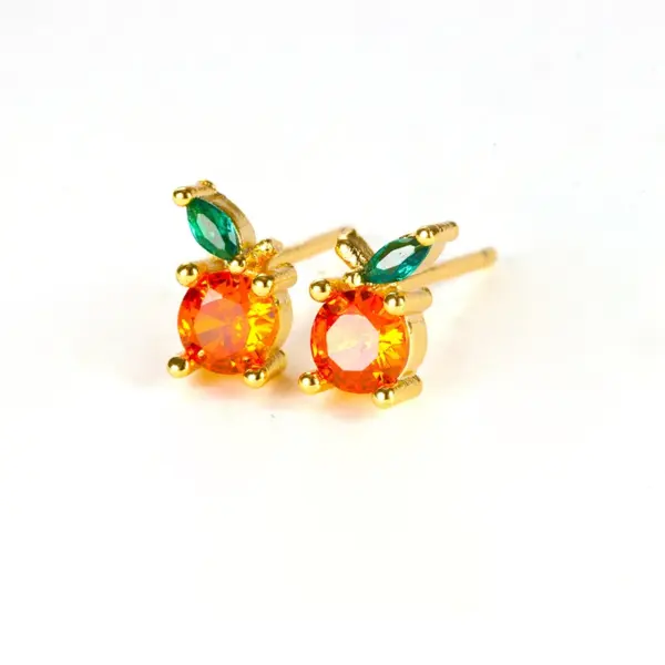 Wholesale 1 Pair Cute Simple Style Cherry Fruit Plating Copper Zircon Ear Studs
