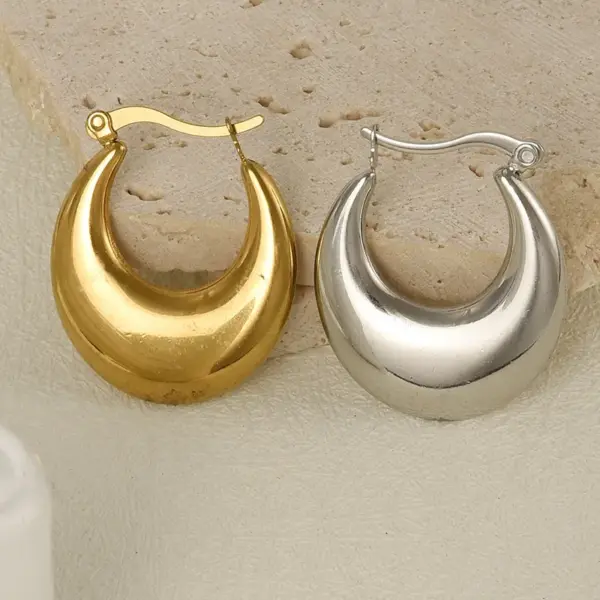 Wholesale PVD Coated Real Gold Plated Geometric 304 Stainless Steel Simple Style Commute Waterproof Non Tarnish Earrings