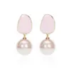 Wholesale 1 Pair Fashion Round Alloy Enamel Plating Inlay Pearl Women's Drop Earrings