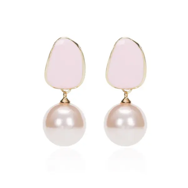 Wholesale 1 Pair Fashion Round Alloy Enamel Plating Inlay Pearl Women's Drop Earrings