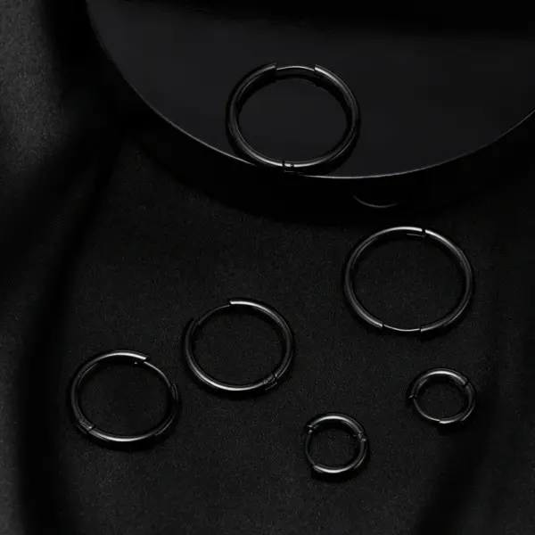 Wholesale PVD Coated Real Gold Plated Solid Color 304 Stainless Steel Simple Style Waterproof Non Tarnish Hoop Earrings