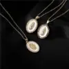 New Copper-plated 18k Gold Dripping Oil Zircon Virgin Mary Pendent Necklace Wholesale