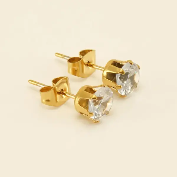 Wholesale 1 Pair Classic Style Geometric Plating 304 Stainless Steel Zircon Ear Studs