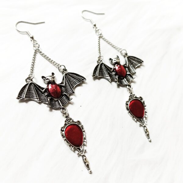 oly-f06f939d18e09c62374bdb4af5591d14 Wholesale Neo-Gothic Women's Earrings Punk Bat, Cross Coffee Earrings Magic Mirror Halloween Red Vampire Bat
