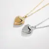 Wholesale Jewelry Sweet Heart Shape Titanium Steel Rhinestones 18K Gold Plated Inlay Locket Necklace