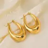 Wholesale PVD Coated 18K Gold Plated Oval 304 Stainless Steel Simple Style Waterproof Non Tarnish Earrings