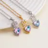 Wholesale Jewelry Vintage Style Classic Style Heart Shape Titanium Steel Copper Zircon Plating Pendant Necklace
