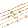 Wholesale Ladies Sweet Romantic 18K Gold Stainless Steel Heart Shaped Hollow Butterfly Knot Bracelet With Water Diamonds 16.5+5CM