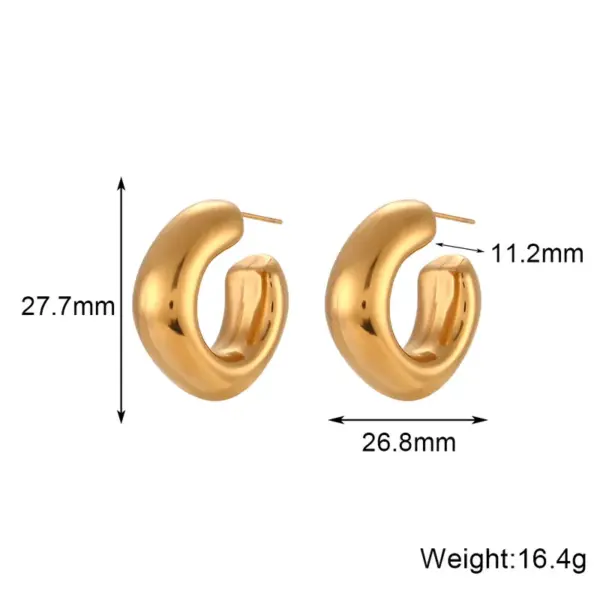 oly-f07cba6aa2050988c50bca482cf83f8f Wholesale PVD Coated Real Gold Plated 18K Gold Solid Color 304 Stainless Steel Simple Style Waterproof Non Tarnish Ear Studs