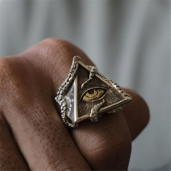 Wholesale Jianjie wish hot sale cross-border popular accessories Horus eye European and American men's octopus triangle eye personalized ring