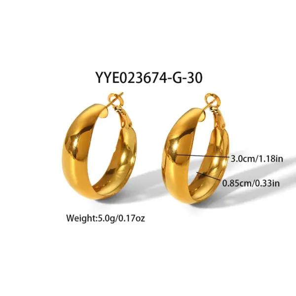 Wholesale PVD Coated Real Gold Plated 18K Gold Round 304 Stainless Steel Classic Style Waterproof Non Tarnish Earrings