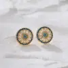 Wholesale Fashion Geometric Inlaid Zircon Copper Zircon Earrings