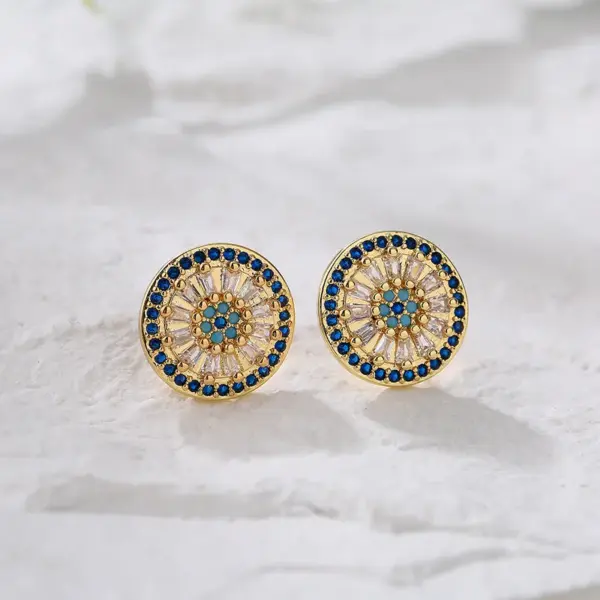Wholesale Fashion Geometric Inlaid Zircon Copper Zircon Earrings