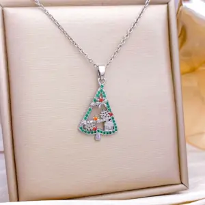 XL5270 Colorful Christmas Tree Necklace / Silver