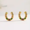 Wholesale PVD Coated 18K Gold Plated U Shape Irregular Geometric 304 Stainless Steel Casual Cute Simple Style Small Stud Earrings Necklace