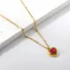 Wholesale Sweet Heart Shape Stainless Steel Plating Inlay Zircon Gold Plated Pendant Necklace