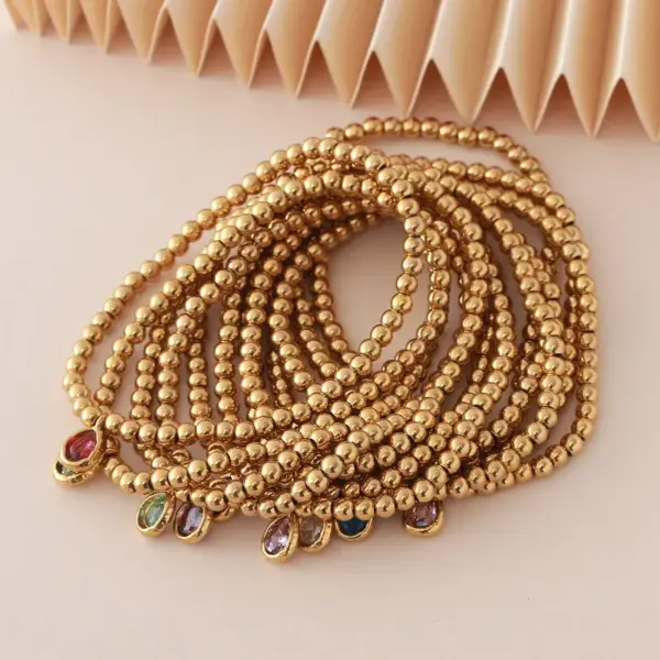 Simple Style Water oplets 304 Stainless Steel Birthstone Bracelets In Bulk