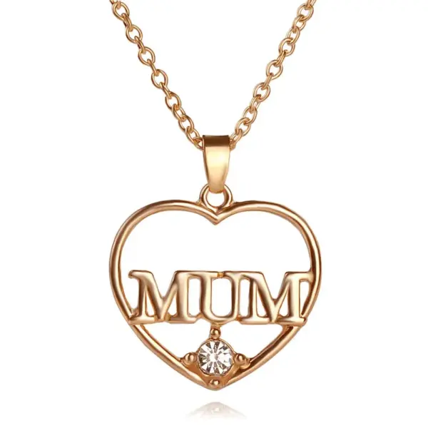 Wholesale 1 Piece Mama Simple Style Letter Moon Heart Shape Alloy Copper Plating Inlay Artificial Rhinestones Artificial Diamond Rose Gold Plated Gold Plated Silver Plated Pendant Necklace