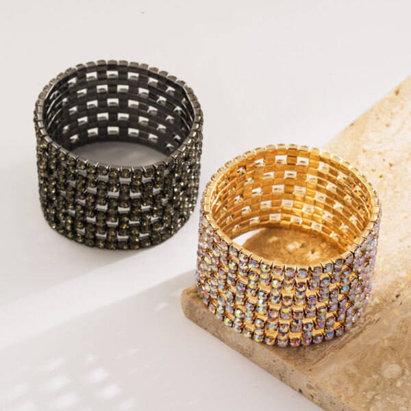 oly-f095758ec276d5cb5268ec7a078bae48 Wholesale Hollow Claw Chain Full Diamond Bracelet Multi-row Wide-brimmed Elastic Bracelet Internet Celebrity Same Style Fashion Bracelet Jewelry