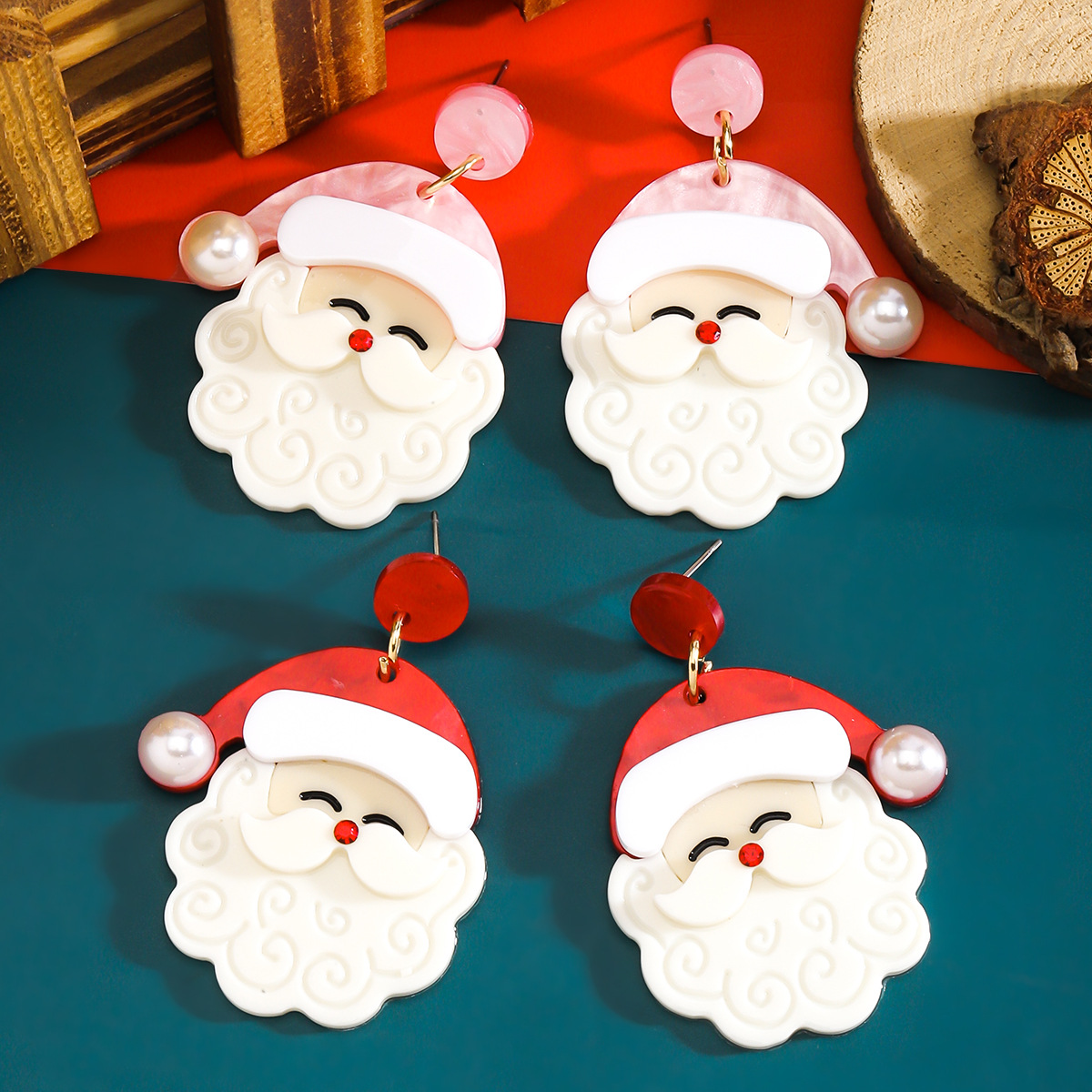 Wholesale Cute cartoon character round bead earrings