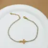 Wholesale Titanium Steel Gold Plated Elegant Simple Style Plating Cross Artificial Diamond Bracelets