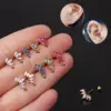 Copper Artificial Gemstones Ear Cartilage Rings & Studs Crown Waterproof Non Tarnish Surgical Steel
